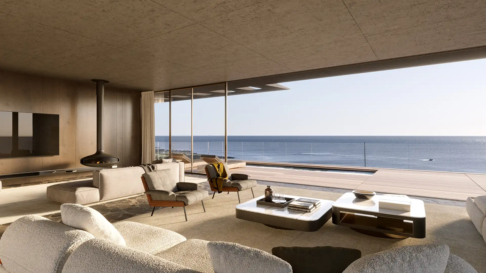 Estar de una residencia con vista al mar