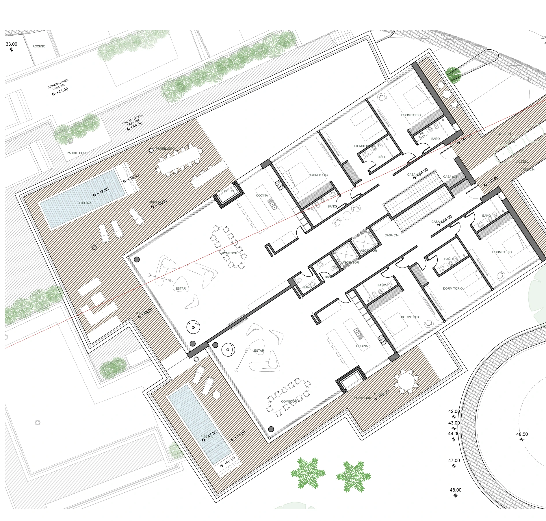 Residence 34 · Level 02 · Combined plan for residences 33 and 34.